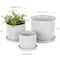 White Geometric Grid Patterned Ceramic Planter Set